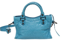 Load image into Gallery viewer, BALENCIAGA バレンシアガ ルシティ ショルダーバッグ ハンドバッグ 2way 8063952ABEK2910 レザー ブルー 美品 中古 4b005449