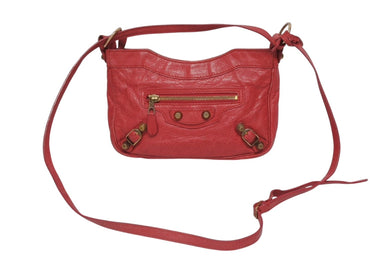 極美品 BALENCIAGA バレンシアガ ジャイアントヒップ ショルダーバッグ 237203 5740 レザー レッド ゴールド金具 中古 4b005476