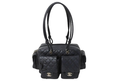 CHANEL シャネル カンボンライン マルチポケットハンドバック 10番代 A25173 ブラック ピンク シルバー金具 美品 中古 56316