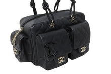 画像をギャラリービューアに読み込む, CHANEL シャネル カンボンライン マルチポケットハンドバック 10番代 A25173 ブラック ピンク シルバー金具 美品 中古 56316