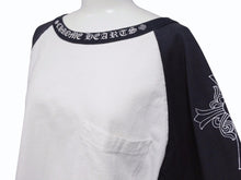 Load image into Gallery viewer, CHROME HEARTS クロムハーツ ラグラン 七分袖Tシャツ サイズM ホワイト ブラック ネックロゴ オールドクロス ホースシュー 美品 中古 4b005684