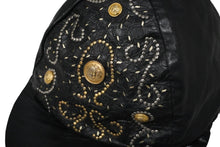画像をギャラリービューアに読み込む, VERSACE ヴェルサーチ キャップ 帽子 メデューサ ヴィンテージ 90年代 レザー ブラック ゴールド金具 サイズS 良品 中古 57191