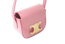Load image into Gallery viewer, 極美品 CELINE セリーヌ ショルダーバッグ ミニ クロード ピンク シャイニーカーフスキン 10I513DPV ゴールド金具 中古 4c058451