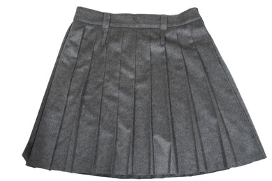 新品未使用 MIUMIU ミュウミュウ プリーツスカート MG1856113K ダブルベルトループ ウール グレー サイズ42 中古 59198