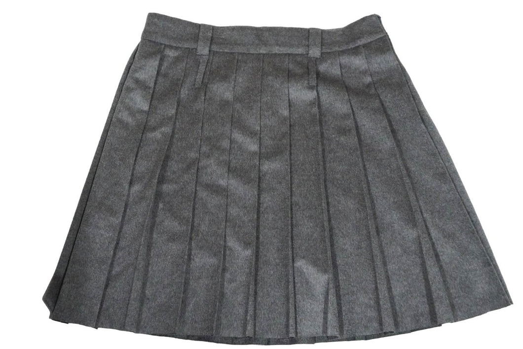 新品未使用 MIUMIU ミュウミュウ プリーツスカート MG1856113K ダブルベルトループ ウール グレー サイズ42 中古 59198