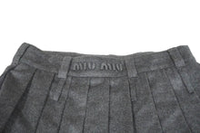 画像をギャラリービューアに読み込む, 新品未使用 MIUMIU ミュウミュウ プリーツスカート MG1856113K ダブルベルトループ ウール グレー サイズ42 中古 59198