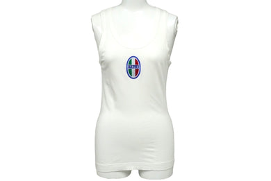 DOLCE&GABBANA ドルチェアンドガッバーナ タンクトップ ノースリーブ サイズ40 ホワイト イタリアロゴ TJ3E 美品 中古 60327