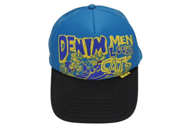 KAPITAL キャピタル キャップ DENIM MEN LOVES CATS K2204XH528 ポリエステル ナイロン ブルー イエロー ONE SIZE 美品 中古 4b006114