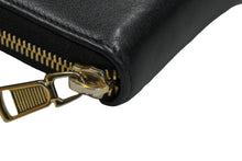 画像をギャラリービューアに読み込む, YVES SAINT LAURENT イヴ サンローラン 長財布 ラウンドファスナー YSLロゴ 352904 レザー ブラック 美品 中古 4c061010