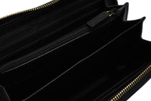 画像をギャラリービューアに読み込む, YVES SAINT LAURENT イヴ サンローラン 長財布 ラウンドファスナー YSLロゴ 352904 レザー ブラック 美品 中古 4c061010