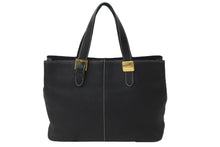 画像をギャラリービューアに読み込む, BURBERRY バーバリー ハンドバッグ ゴールドプレート ノバチェック ホースマーク ジャガード織り レザー ブラック 美品 中古 61815