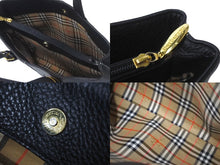 画像をギャラリービューアに読み込む, BURBERRY バーバリー ハンドバッグ ゴールドプレート ノバチェック ホースマーク ジャガード織り レザー ブラック 美品 中古 61815
