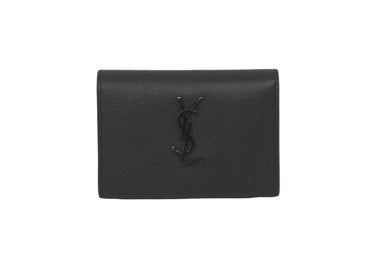 SAINT LAURENT サンローラン 二つ折りカードケース YSLロゴ 529887 レザー ブラック 美品 中古 62173