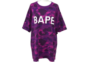 A BATHING APE アベイシングエイプ 半袖Ｔシャツ 001CSJ201015M XLサイズ カモフラージュ コットン パープル 美品 中古 62511