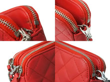画像をギャラリービューアに読み込む, CHANEL シャネル 長財布 チェーンウォレット ココマーク 25番台 レッド キャビアスキン シルバー金具 美品 中古 62827