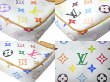 画像をギャラリービューアに読み込む, 極美品 LOUIS VUITTON ルイヴィトン 村上隆 ホワイト ポシェットアクセソワール マルチカラー M92649 中古 63220