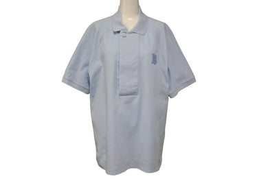 BURBERRY バーバリー ティッシ期 コットンポロシャツ 4558587 TBロゴ コットン ブルー サイズS 美品 中古 63713