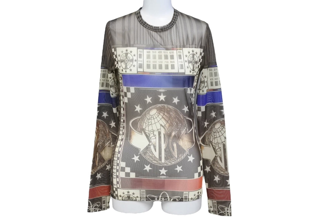 レア 極美品 Jean Paul Gaultier ジャンポール ゴルチェ グラフィックプリントパワーネットカットソー サイズ40 中古 63753