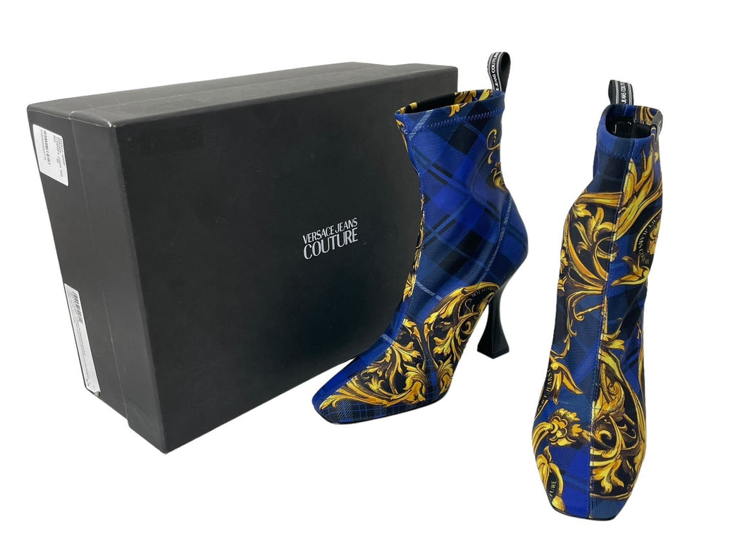 新品未使用 VERSACE JEANS COUTURE ヴェルサーチ ジーンズ クチュール ブーツ サイズ36 71VA3SF3 総柄 中古 64143