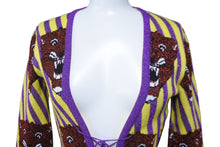 Load image into Gallery viewer, 極美品 GUCCI グッチ タイガーフェイス ジャンプスーツ EABB 2017 00403 イエロー パープル レッド サイズS 64378