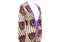 Load image into Gallery viewer, 極美品 GUCCI グッチ タイガーフェイス ジャンプスーツ EABB 2017 00403 イエロー パープル レッド サイズS 64378