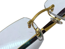 画像をギャラリービューアに読み込む, Cartier カルティエ リムレス スクエア 眼鏡フレーム メガネ 度入り フランス製 GP ゴールド ブラック ◻︎18 良品 中古 64429