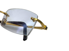 画像をギャラリービューアに読み込む, Cartier カルティエ リムレス スクエア 眼鏡フレーム メガネ 度入り フランス製 GP ゴールド ブラック ◻︎18 良品 中古 64429