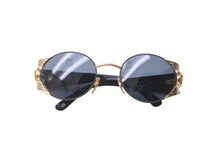 画像をギャラリービューアに読み込む, GIANNI VERSACE ジャンニ ヴェルサーチ メデューサ ラウンド サングラス メガネ ゴールド ブラック S65 美品 中古 64528