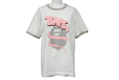 A BATHING APE BAPE KAWS ベイプ アベイシング エイプ カウズ Tシャツ サイズ S ホワイト ピンク グレー 美品 中古 64599