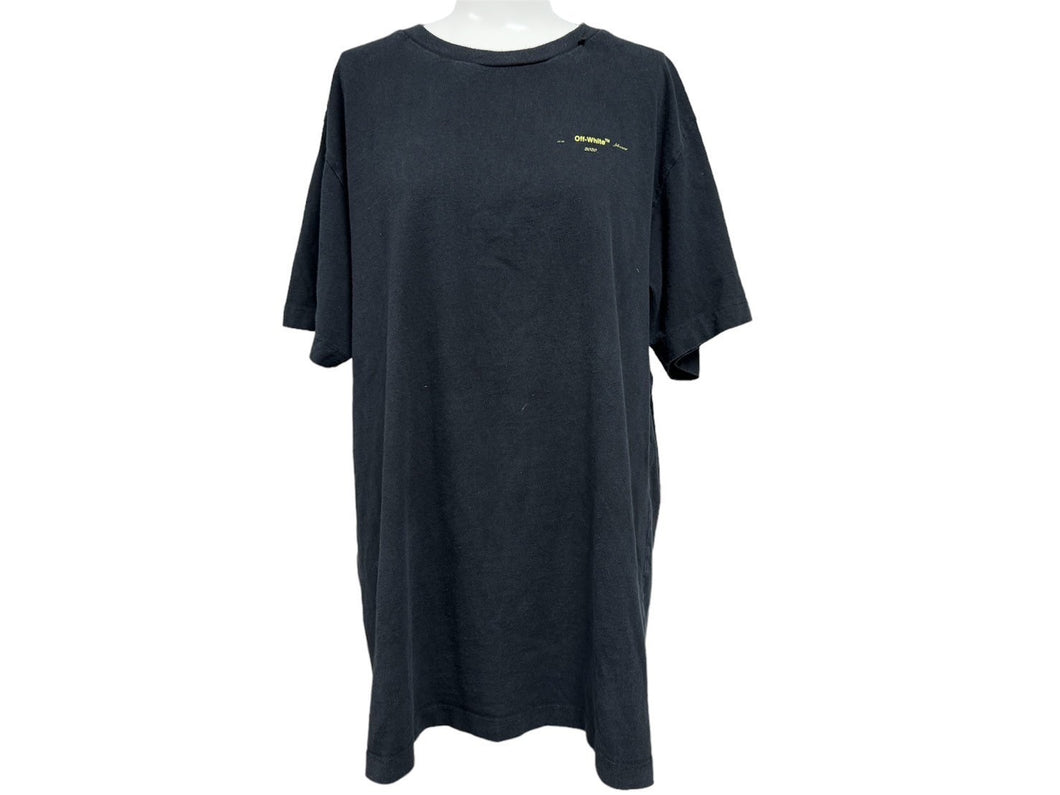 OFFWHITE オフホワイト 半袖Ｔシャツ ロゴ バックグラフィティアロー OMAA027F19185010 ブラック イエロー サイズL 美品 中古 64669