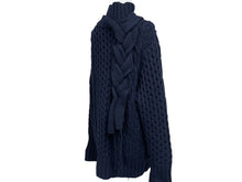 画像をギャラリービューアに読み込む, SACAI サカイ ローゲージ ニット モックネック タートルネック ハイネック セーター ネイビー ウール ナイロン サイズM 19-02121M 良品 中古 64833