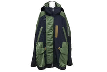 画像をギャラリービューアに読み込む, SACAI サカイ ダウンジャケット ミリタリージャケット ナイロン ファスナー ボタン ネイビー カーキ19-02068M サイズ1 美品 中古 64980