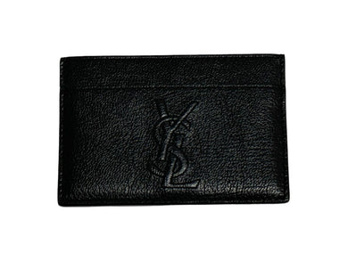 極美品 SAINT LAURENT サンローラン カードケース リヴゴーシュ YSLロゴ レザー ブラック 中古 65262