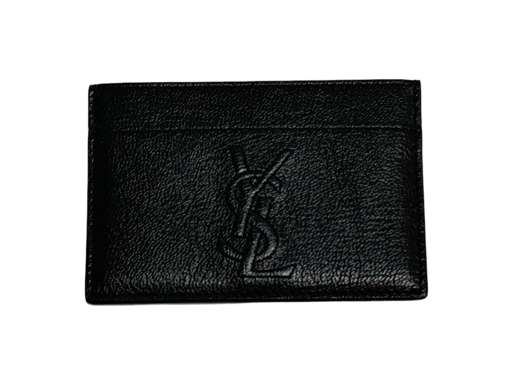 極美品 SAINT LAURENT サンローラン カードケース リヴゴーシュ YSLロゴ レザー ブラック 中古 65262