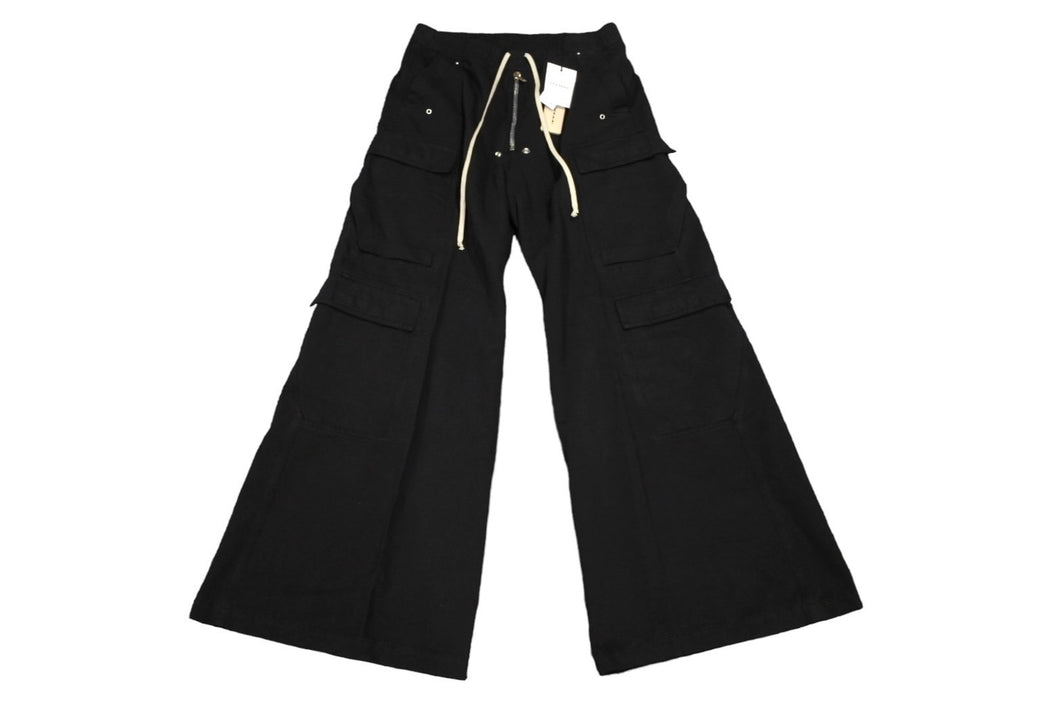 新品未使用 RICK OWENS DRKSHDW リックオウエンス ダークシャド ダブルカーゴ ジャンボ ベラパンツ 2024FW ブラック サイズL DU10D1398 CB 中古 65425