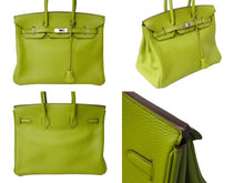 画像をギャラリービューアに読み込む, 極美品 HERMES エルメス BIRKIN バーキン35 グリーンアップル シルバー金具 トゴ ハンドバッグ □K刻印 中古 65602
