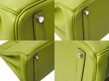 画像をギャラリービューアに読み込む, 極美品 HERMES エルメス BIRKIN バーキン35 グリーンアップル シルバー金具 トゴ ハンドバッグ □K刻印 中古 65602