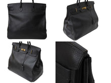 画像をギャラリービューアに読み込む, HERMES エルメス ハンドバッグ バーキン オータクロア45 アルデンヌ ブラック ブロンズ金具 □B刻印 1998年 美品 中古 65603