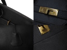 画像をギャラリービューアに読み込む, HERMES エルメス ハンドバッグ バーキン オータクロア45 アルデンヌ ブラック ブロンズ金具 □B刻印 1998年 美品 中古 65603