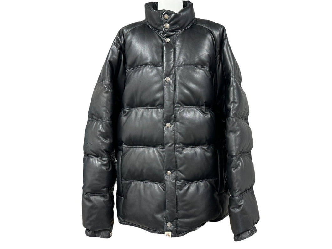 A BATHING APE アベイシングエイプ ダウンジャケット サイズL シープスキン ポリエステル ブラック NIGO 良品 中古 65810