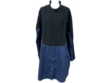 画像をギャラリービューアに読み込む, Sacai サカイ ニット シャツ サイズ2 ウール 14-02124 ドッキング 再構築 切り返しデザイン ブラック ネイビー 美品 中古 65919