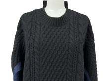 画像をギャラリービューアに読み込む, Sacai サカイ ニット シャツ サイズ2 ウール 14-02124 ドッキング 再構築 切り返しデザイン ブラック ネイビー 美品 中古 65919