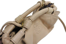 画像をギャラリービューアに読み込む, LOEWE ロエベ ナッパアイレ アナグラム 2WAY ショルダーバッグ ハンドバッグ 060802 天然皮革 ベージュ 美品 中古 66061