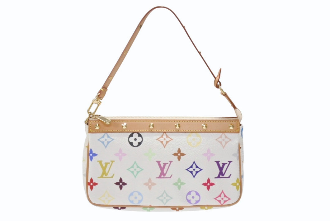 極美品 LOUIS VUITTON ルイヴィトン ポシェット アクセソワール アクセサリーポーチ M92649 モノグラム マルチカラー 村上隆 中古 4b006631