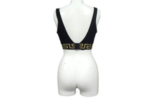 画像をギャラリービューアに読み込む, VERSACE ヴェルサーチ ブラトップ グレカ ボーダー トライアングル ブラレット ブラック ゴールド 美品 中古 66374