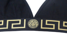 画像をギャラリービューアに読み込む, VERSACE ヴェルサーチ ブラトップ グレカ ボーダー トライアングル ブラレット ブラック ゴールド 美品 中古 66374