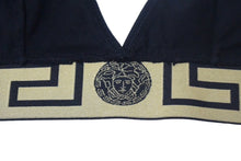 画像をギャラリービューアに読み込む, VERSACE ヴェルサーチ ブラトップ グレカ ボーダー トライアングル ブラレット ブラック ゴールド 美品 中古 66374