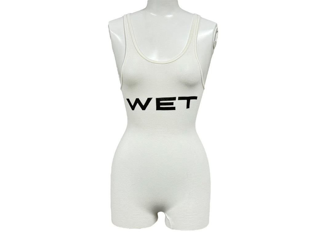 YEEZY MOWALOLA イージー モワローラ WET ロンパース 繋ぎ ノースリーブ カニエウエスト ロゴ サイズ1 ホワイト 美品 中古 66676