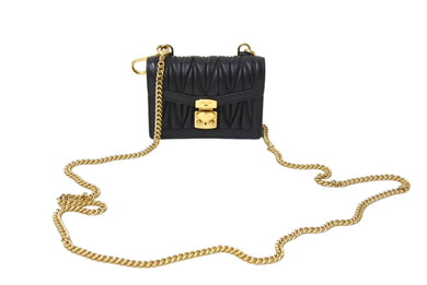 MIUMIU ミュウミュウ マトラッセミニチェーンショルダーバッグ 5TT123 ゴールド金具 ブラック 美品 中古 66734