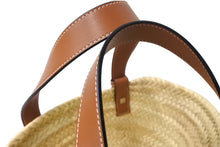 画像をギャラリービューアに読み込む, 新品同様 LOEWE ロエベ バスケットバッグ ハンドバッグ 327.02.S93 ヤシの葉＆カーフ ベージュ シルバー金具 中古 66773